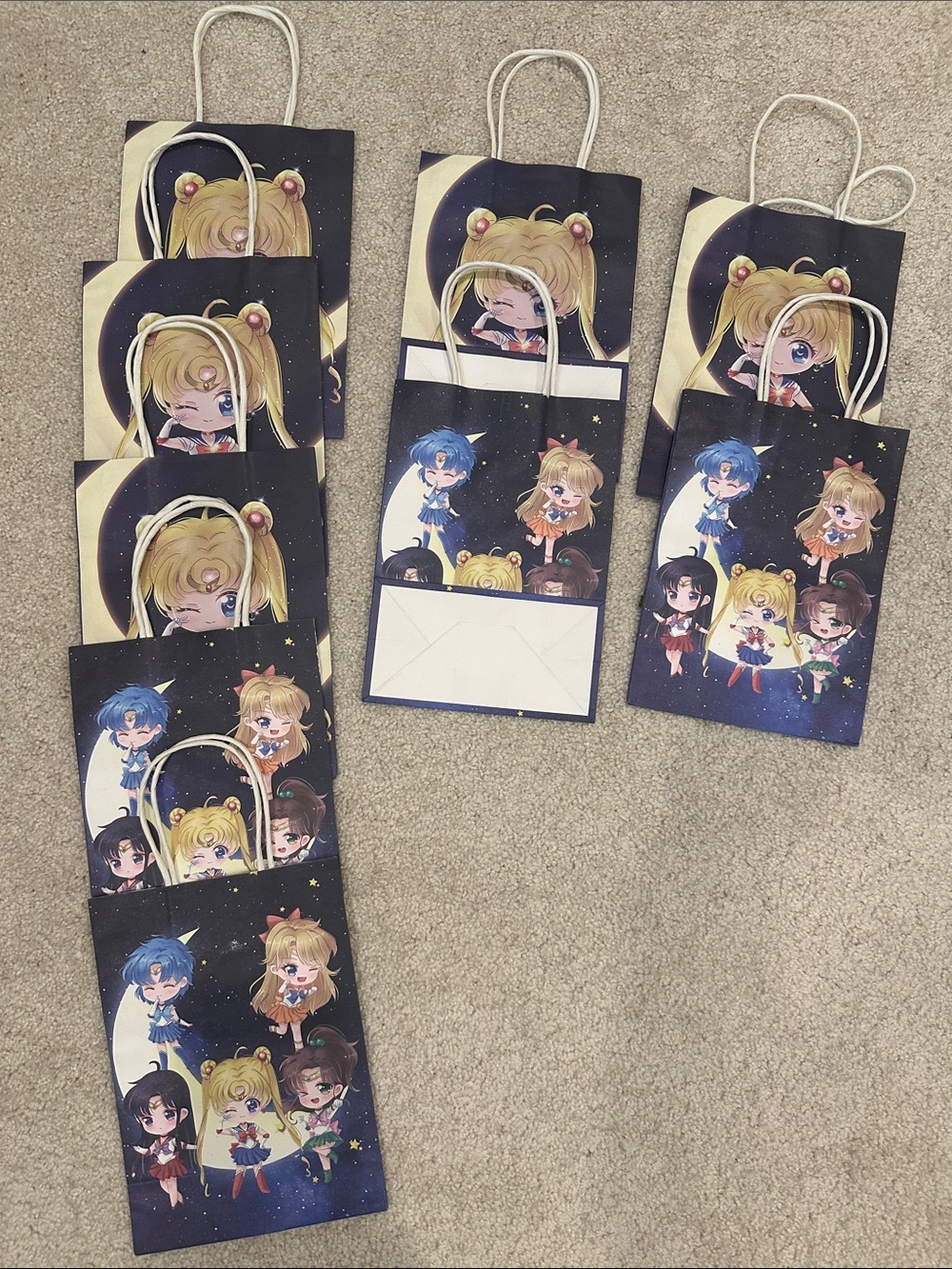 9 Sailor Moon Chibi Character Gift Bags - Space Night Theme